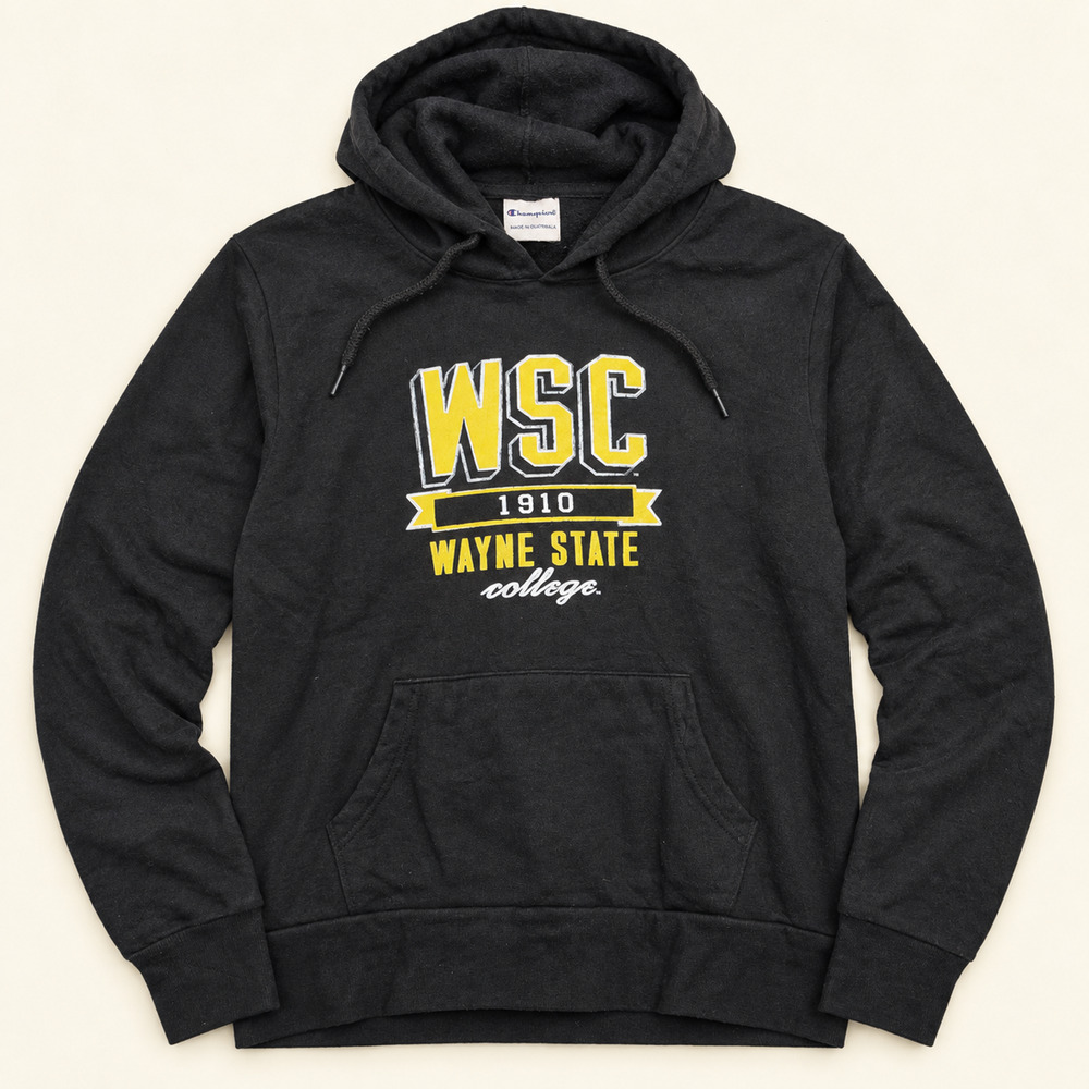 Champion Wayne State College WSC Black Pullover Hoodie Large